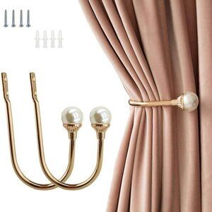 2 Pack Curtain Holdbacks Wall Mounted Curtain Tiebacks Hooks Plastic Pearl U Sha